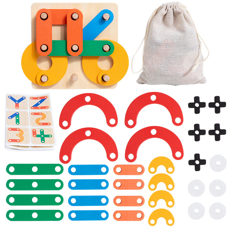 Wooden versatile puzzle board, well shaped chess, geometric assembly, puzzle and puzzle toy