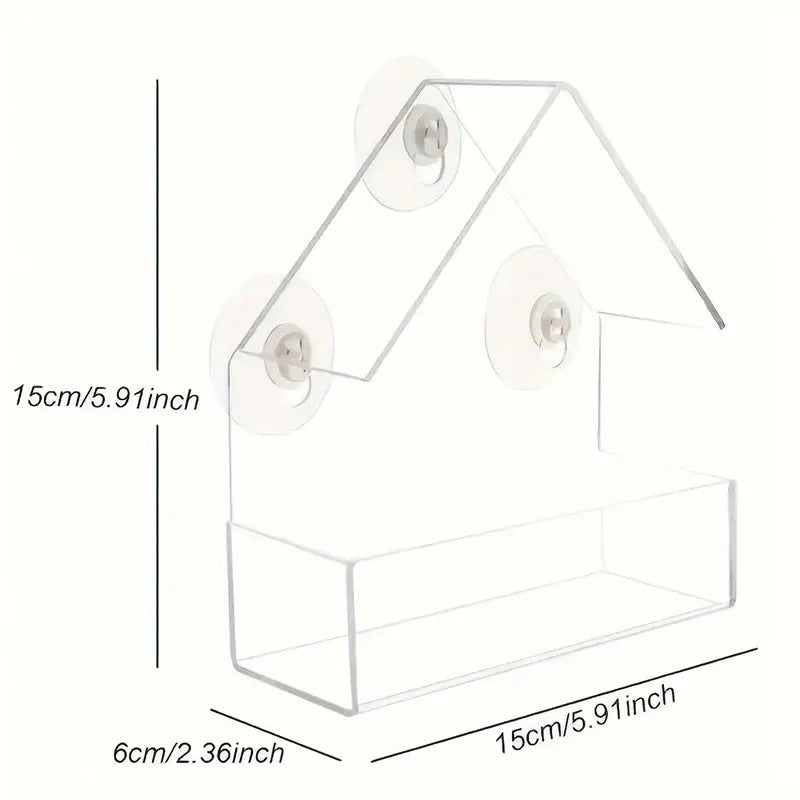Window Bird Feeder, Triangular House-Shaped Plastic Acrylic Bird Feeder, Acrylic Pet Bird Feeder