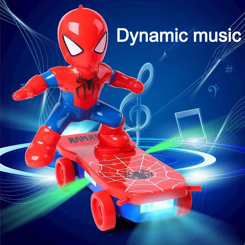 RC Spiderman Automatic Flip Rotating Skateboard Toy