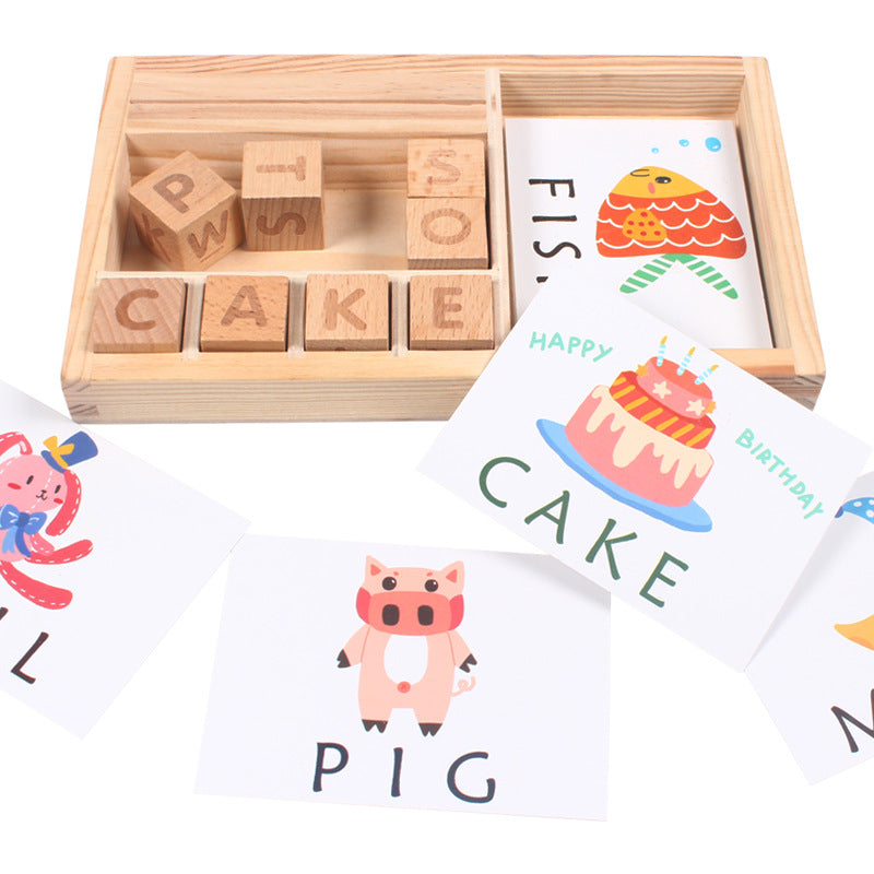 Children's wooden English word puzzle game early education enlightenment puzzle puzzle board letter building block puzzle toy