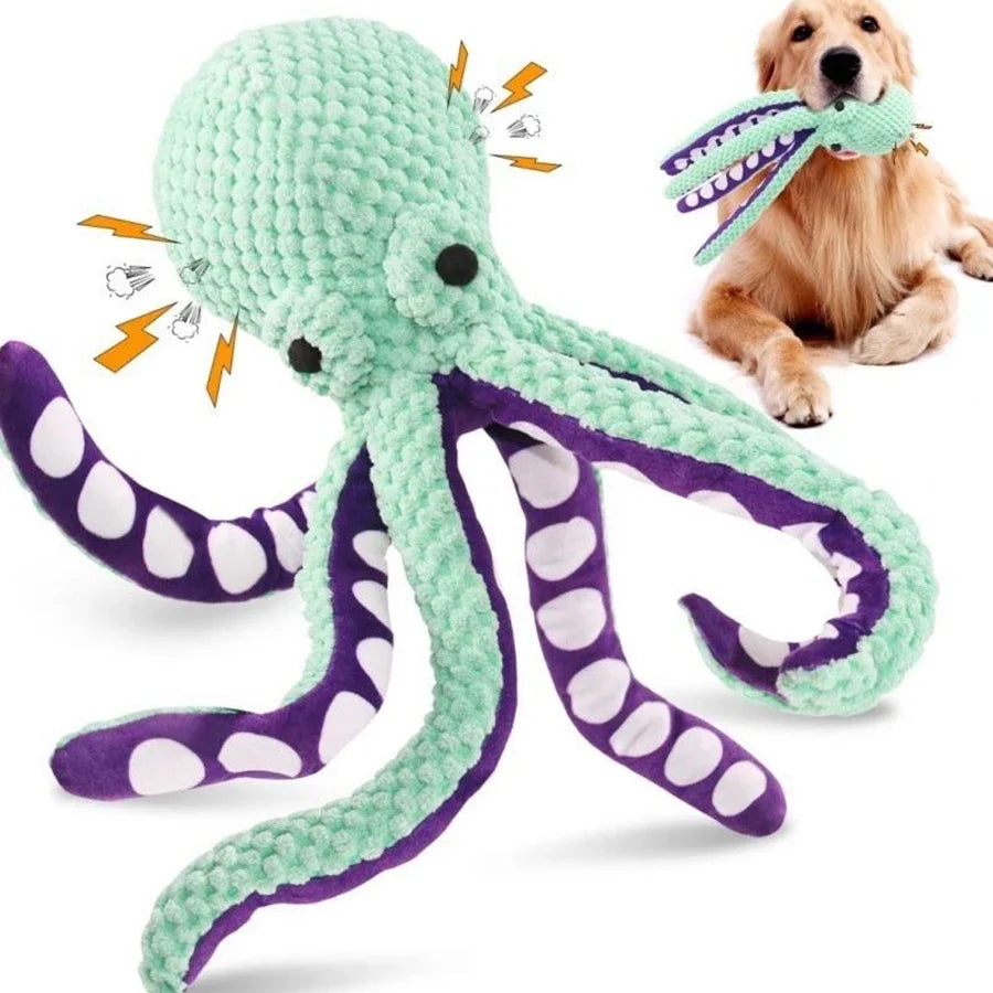Plush Octopus Dog Toy — Interactive Squeaky Toy for Dogs
