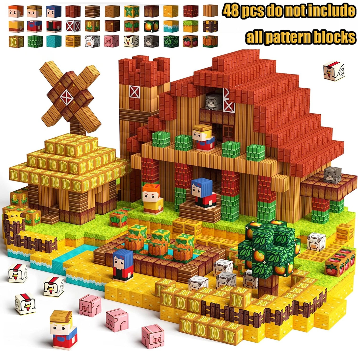 Magnetic Building Blocks Mine World Magnetic Mine Exploration Construction Brick Cube STEM Toy Set Gift for Boy Girl Children