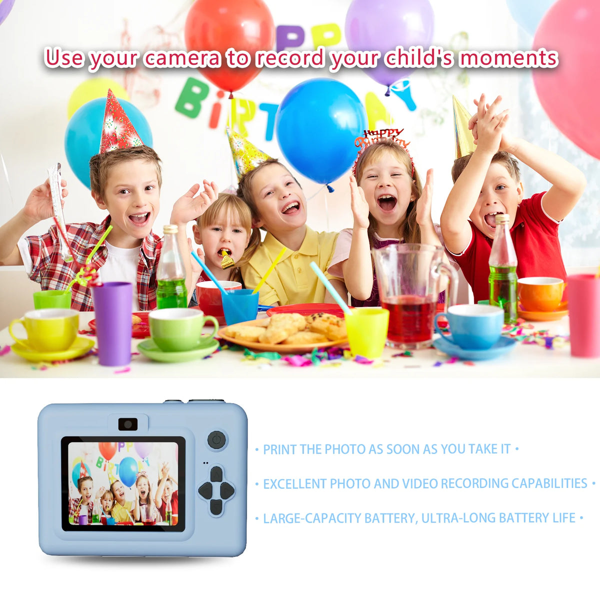 Kids Digital Camera with Instant Print — 1080P HD Toy Camera for Boys & Girls