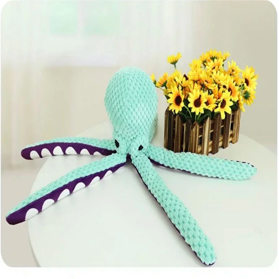 Plush Octopus Dog Toy — Interactive Squeaky Toy for Dogs