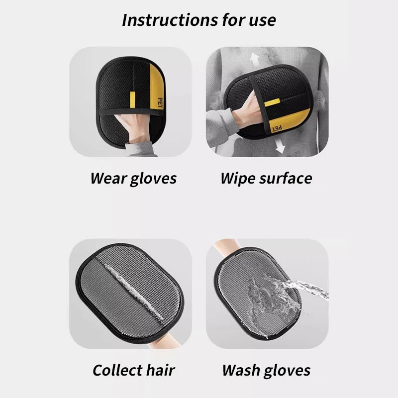 Pet Hair Remover Grooming Gloves for Dogs & Cats