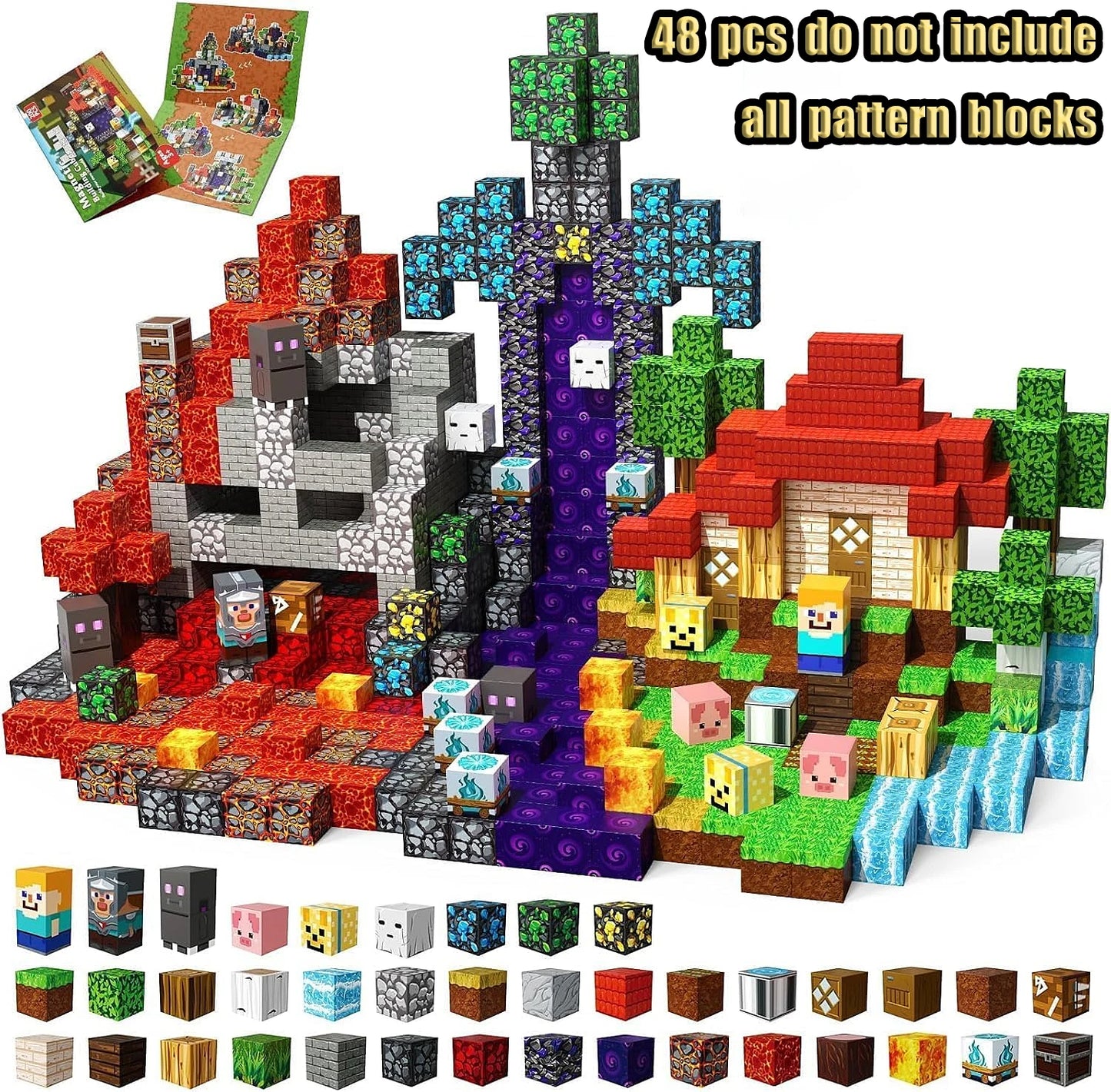 Magnetic Building Blocks Mine World Magnetic Mine Exploration Construction Brick Cube STEM Toy Set Gift for Boy Girl Children