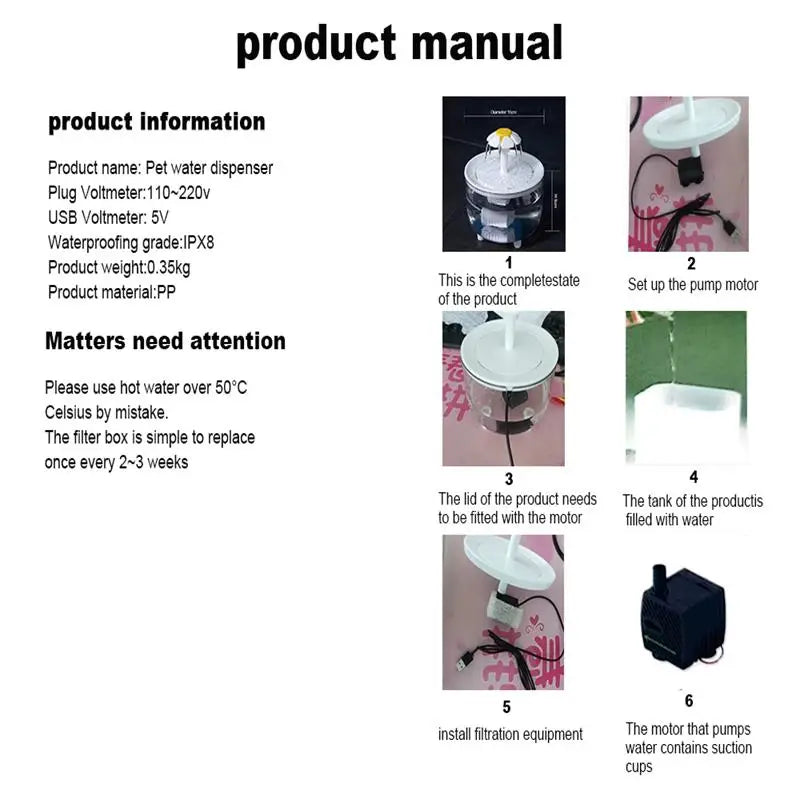 Automatic Cat Water Fountain – Filtered USB Pet Drinking Bowl
