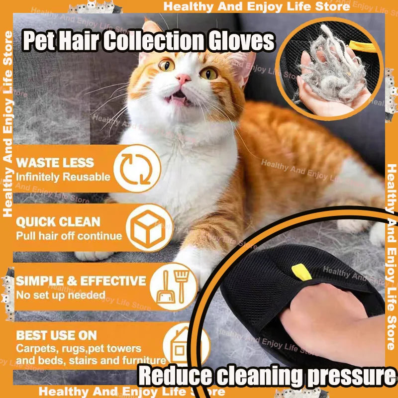 Pet Hair Remover Grooming Gloves for Dogs & Cats
