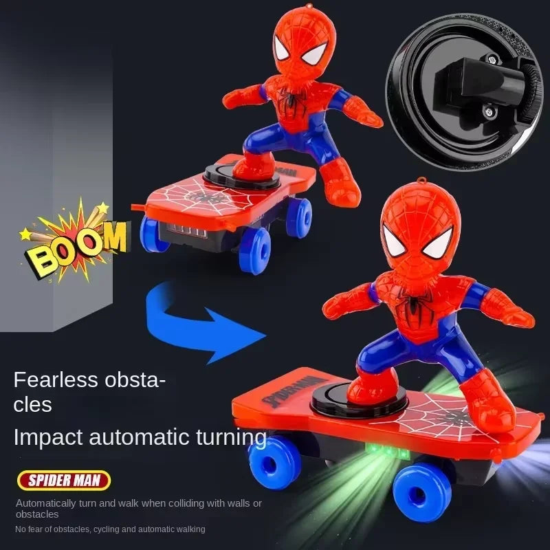 RC Spiderman Automatic Flip Rotating Skateboard Toy